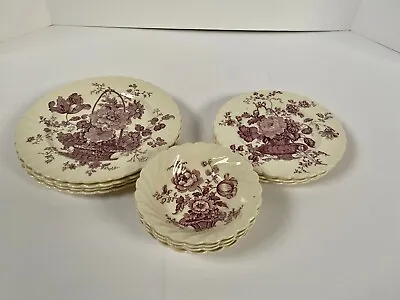 Buy 4 Sets Of Royal Staffordshire Clarice Cliff  Charlotte  Plates And Bowls, Purple • 142.08£