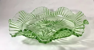 Buy Green Glass Bowl With Star Design Wavy Edge Serving Centre Piece Plate  • 12.72£