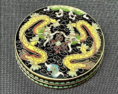 Buy Antique CloisonnÉ Enamel Miniature Trinket Pill Box Chinese Dragons. Signed Base • 29£
