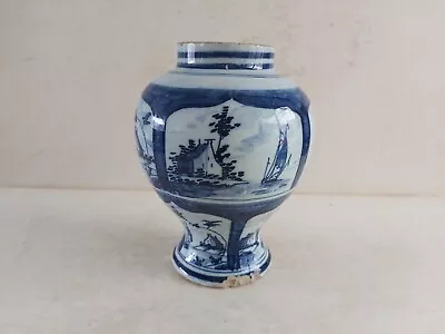 Buy Unusual Dutch? 18thc Delft Pottery Jar Panelled Decoration • 110£