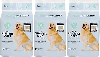 Buy 36 Martha Stewart Dogs Diapers Disposable Male Wraps Nappies XS,S,M,L  3PK X 12 • 9.99£