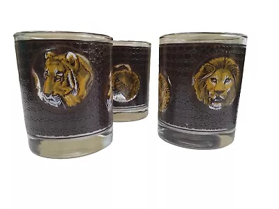 Buy Lot Of 7 Libbey African Safari Animal Textured Rocks Drink Glasses MCM • 61.96£