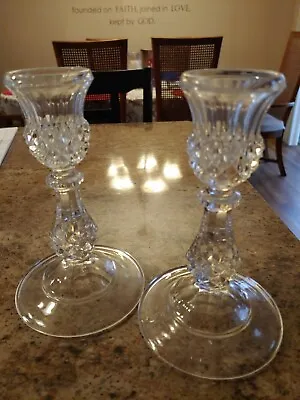 Buy Vintage Pair Of Cut Glass Clear Candle Stick Holders 7  Tall • 9.60£