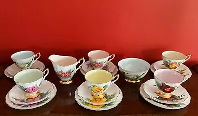 Buy Vintage Royal Standard Harlequin 20 Piece Tea Set - Six World Famous Roses • 199.99£