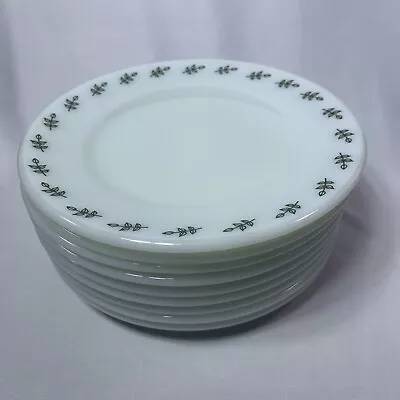 Buy Vintage Pyrex Tableware By Corning Milk Glass Small Dessert Plates Green Leaf • 4.73£