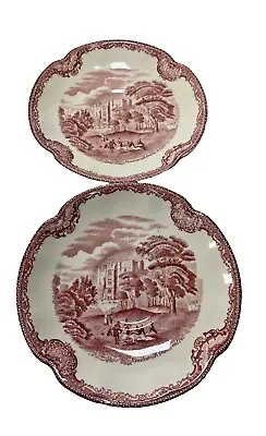 Buy Two Johnson Bros Old British Castles Red/White Saucer Plates Scalloped Edge 6  • 17.23£
