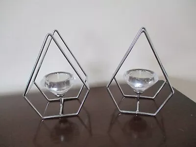 Buy Pair Of Karina Bailey Inspired Chrome And Diamond Glass Tealight Holders • 8£