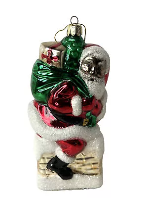 Buy Hand Blown Glass Santa Toy Bag Chimney  Glitter Ornament 7” Santa’s Best Crazing • 14.20£