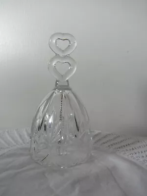 Buy Cut Glass Bell With Heart Shapes On Handle & Heart Pattern New 7  H • 6.99£