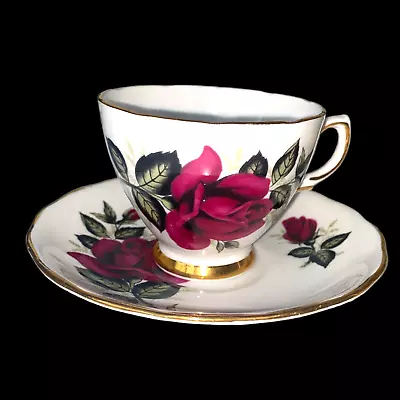 Buy Vintage Bone China Teacup & Saucer Colclough Ridgeway Potteries England Red Rose • 14.20£