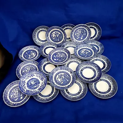 Buy 22 X Assorted English Ironstone Tableware Old Willow Blue & White Saucers • 18.99£