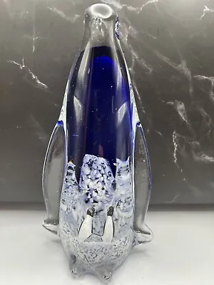 Buy Large Blue Murano Art Glass Penguin W/Baby Penquins Inside Paper Weight 8  Tall • 23.49£