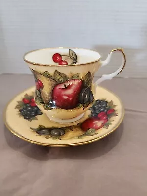Buy Queen's China Teacup  Saucer Antique Fruit Series Staffordshire Crownford Bone  • 19.17£