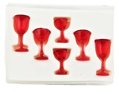Buy Dolls House Ruby Red Cut Stemware Glasses Set Chrysnbon Dining Accessory • 6.99£