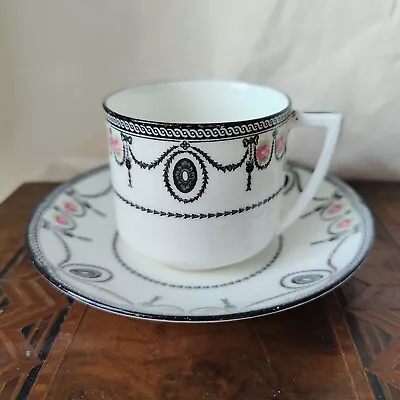 Buy Antique Royal Doulton  Countess  1920 Teacup & Saucer, Rare Black Pink Pattern • 18.97£