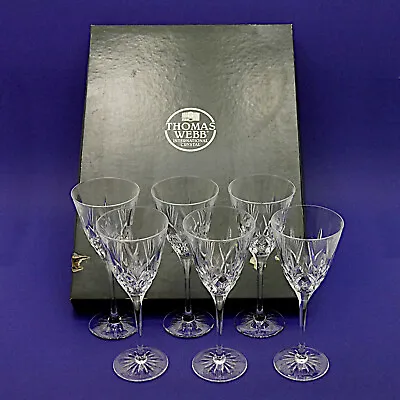 Buy Six Large Thomas Webb Romeo Crystal Wine Glasses - 21cm/8.25  High BOXED • 49.99£