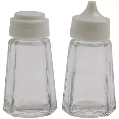 Buy Clear Glass Salt And Pepper Shakers Pots Dispensers Cruet Jars Set Plastic Lid • 6.25£