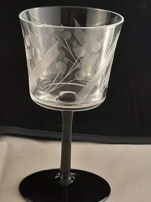 Buy Antique- Art Deco ,cocktail Glass -  Engraved , Geometric Deco Design. C-1920-30 • 9.49£