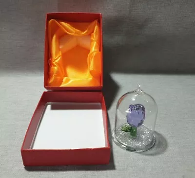 Buy H&D Crystal Rose Flower Figurine Ornament In A Glass Dome Gift • 10£