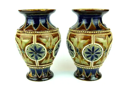 Buy A Fabulous & Rare Pair Of Doulton Lambeth Vases By Minnie G Thompson. Dated 1883 • 195£