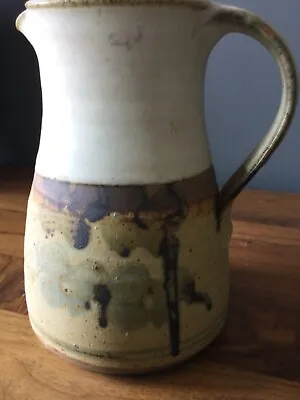 Buy Vintage Table Jug Vase Brown Blue Pitcher Studio Pottery Flower Jug Height 19 Cm • 29.99£