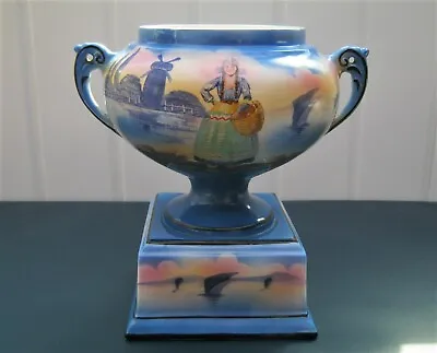 Buy Antique Twin Handled Blue Tureen Vase - Dutch Scene (Hand Painted / Transfer) • 19.99£