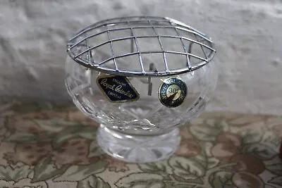 Buy Royal Brierley Crystal Glass Dish Vase With Metal Flower Grid 10cm Dia X 9cm • 14£