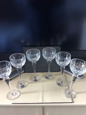 Buy Set 6 X Royal Brierley Crystal Hock Wine Glasses 4 With Stickers VGC NO BOXES • 38.99£