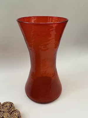 Buy Vintage Mid-Century BLENKO Hour Glass Vase 11” Tall Orange Crackle • 65.56£