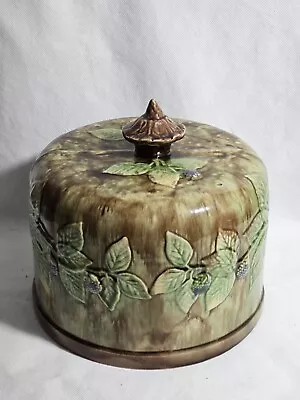 Buy An Antique Majolica Pottery Cheese Dome Or Cover Decorated In Berries 19thC • 100£