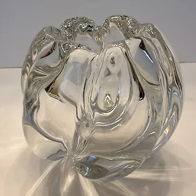 Buy Vintage Hand Made Orrefors Swirl Vase Rose Bowl Crystal Glass Vase Sweden SIGNED • 33.21£