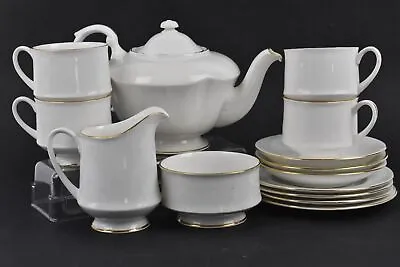 Buy White Gold Rim Royal Standard Bone China Tea Set Tea Pot Cups Saucers Jug Bowl • 39.99£