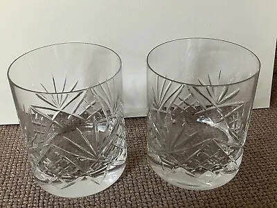 Buy Pair Of Large Cut-glass Whisky Tumblers With Thistle Pattern • 3.95£