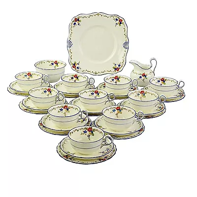 Buy Tuscan China, 10 Place Floral Tea Set, Art Deco • 90£