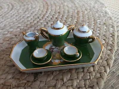Buy Vintage Antique Miniature Limoges Tea Set On Tray France Green  • 71.24£