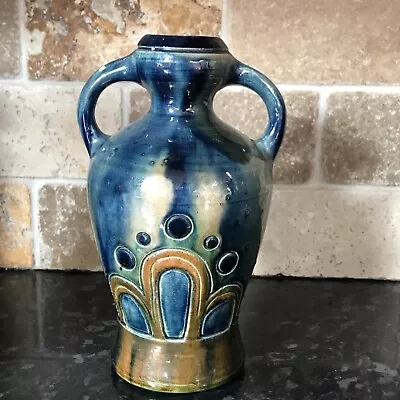 Buy Vintage Art Nouveau Pottery Double Handled Jug Vase • 12£