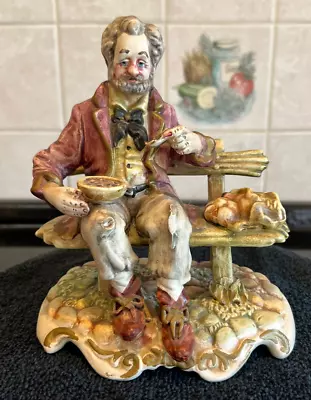 Buy Very Rare Genuine Capodimonte Sculpture~Well Dressed Man Having Something To Eat • 45£
