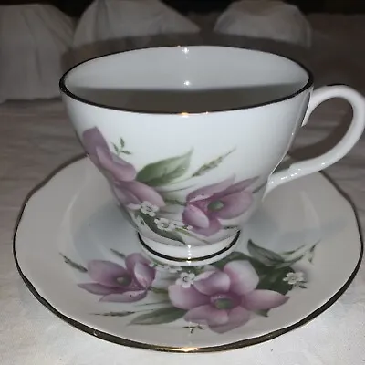 Buy Duchess Bone China England 405 Wood Anemone Pattern Tea Cup Saucer Vintage Pink • 24.12£