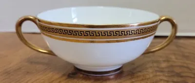 Buy Cauldron England Porcelain Two Handles Broth Cup Soup Bowl Greek Key Gold Trim  • 11.51£