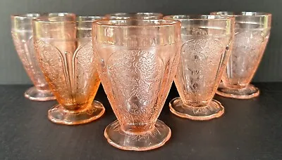 Buy Jeanette Cherry Blossom Pink Depression Glass 8 Oz Footed Tumblers 4.5  Set Of 6 • 81.65£