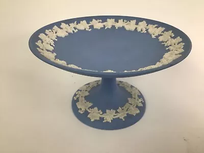 Buy Wedgwood Blue Jasperware Pedestal Plate Compote Candy Dish Cake Stand Grapevine • 19.99£