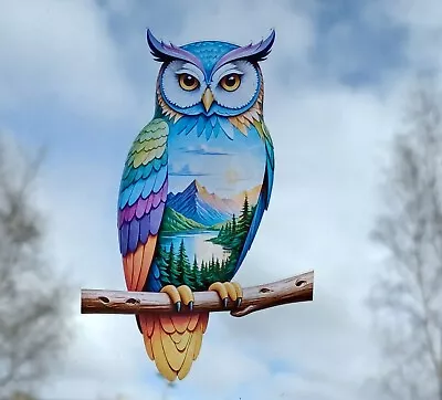 Buy Owl Decorative Bird Stained Glass Effect Static Cling Window Sticker Colourful • 3.49£