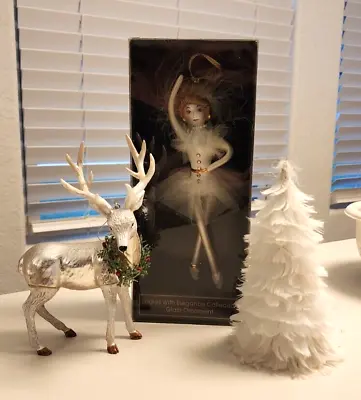 Buy White Christmas LADIES OF ELEGANCE In Box Ballerina And Deer With Feather Tree • 43.22£