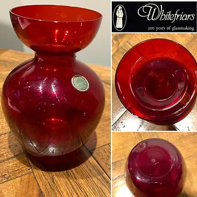 Buy WHITEFRIARS England Art Glass Ruby Red Bell Vase Marriott Powell Height: 5 3/4  • 74.95£