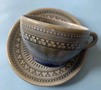 Buy Vintage Wade Irish Pottery Shamrock Coffee/Tea Cup & Saucer Green/blue Glazed (f • 18.99£