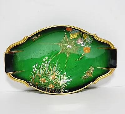 Buy Carlton Ware 'Spider's Web' Vert Royale Green Oval Tray Dish C1950 Art Deco • 77.20£