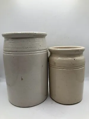 Buy 2 Old Rolled Top Stoneware Jam/marmalade Pots (L) • 12£