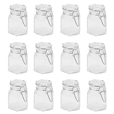 Buy Hexagonal Spice Herb Jars X12 Clip Top Mini Glass Jar 100ml Storage Pots | M&W • 12.99£