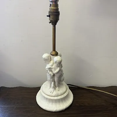 Buy Antique Parian Ware Bisque Porcelain Figural Cherub Lamp. • 40£