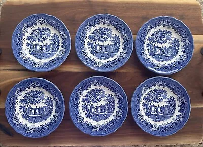 Buy Merrie England Blue By J & G  MEAKIN Dessert Salad Plates 7” Set Of 6 • 38.35£